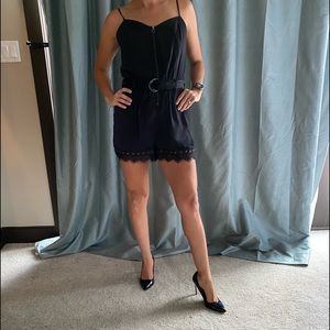 Guess Black satin and metal embellished romper